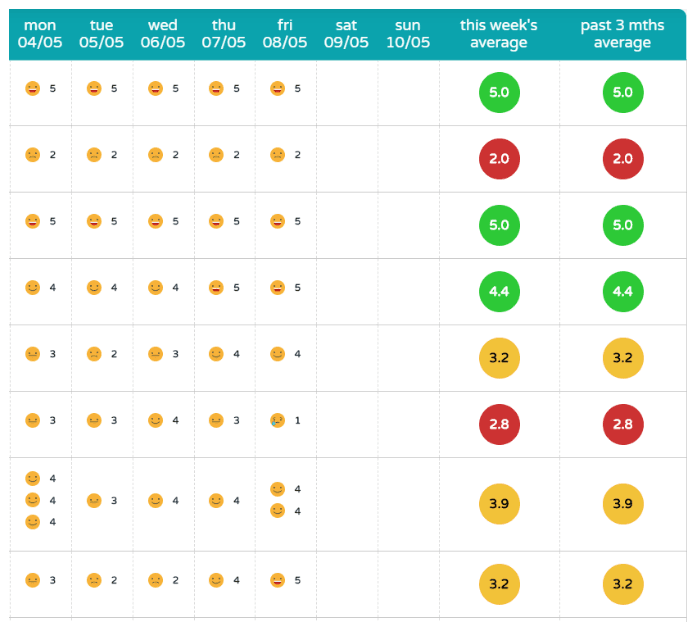 Image of report for class wellbeing data